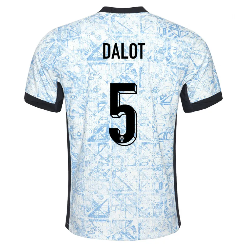 Danxen Män Portugal Diogo Dalot #5 Gräddblå Bortatröja Matchtröjor 24-26 Tröjor T-Tröja