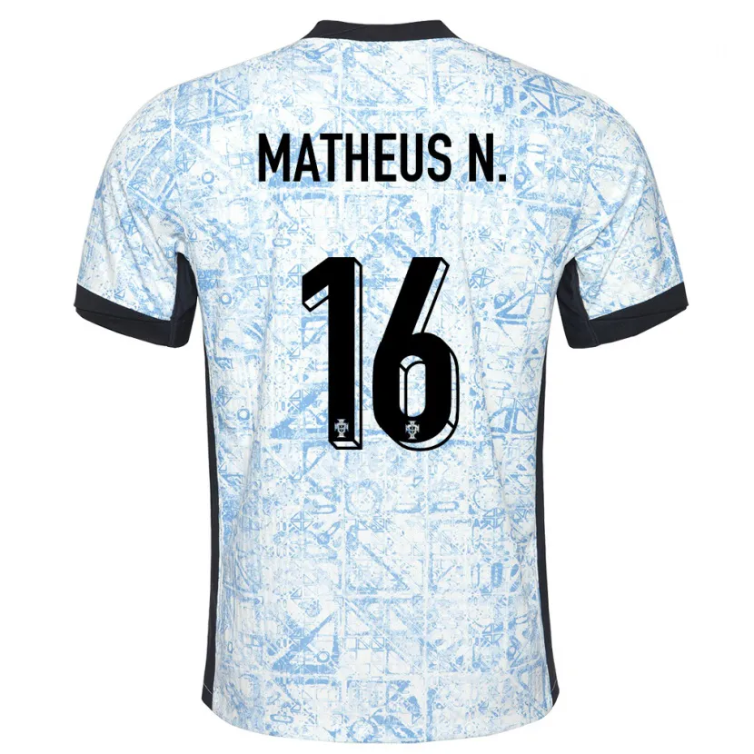 Danxen Män Portugal Matheus Nunes #16 Gräddblå Bortatröja Matchtröjor 24-26 Tröjor T-Tröja