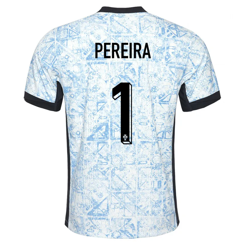Danxen Män Portugal Ines Pereira #1 Gräddblå Bortatröja Matchtröjor 24-26 Tröjor T-Tröja