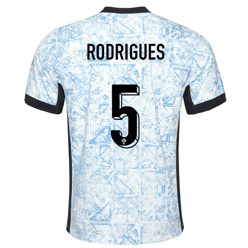 Danxen Män Portugal Rafael Rodrigues #5 Gräddblå Bortatröja Matchtröjor 24-26 Tröjor T-Tröja