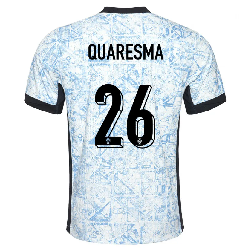 Danxen Män Portugal Eduardo Quaresma #26 Gräddblå Bortatröja Matchtröjor 24-26 Tröjor T-Tröja