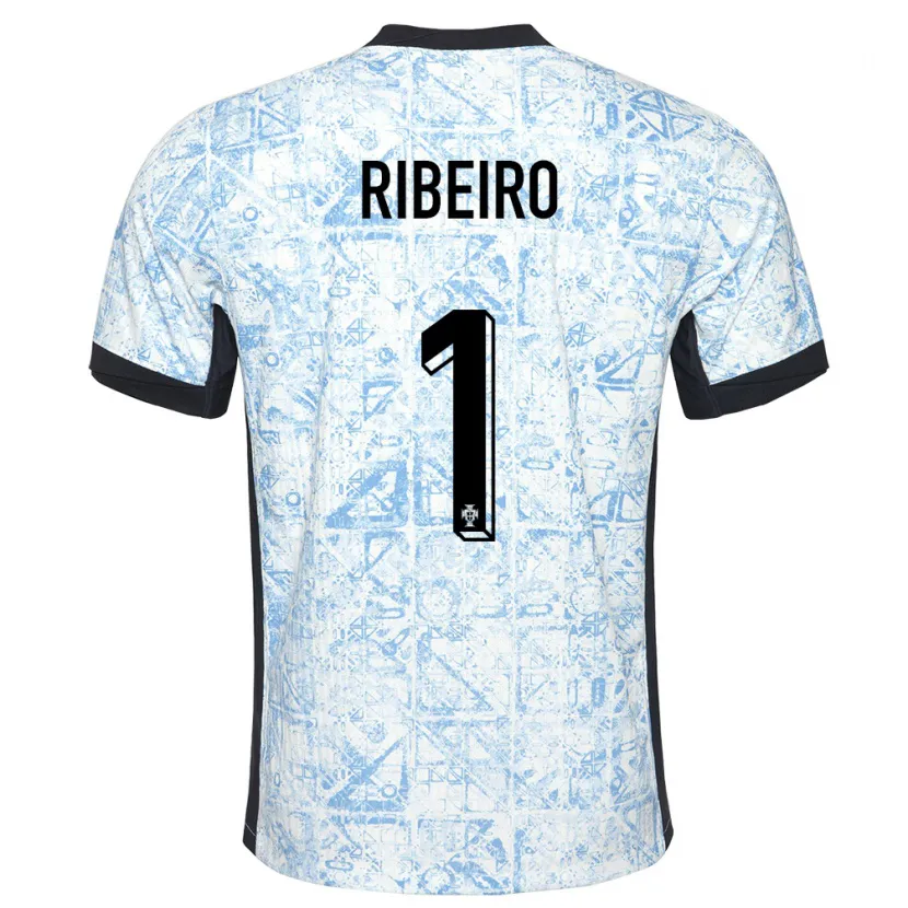 Danxen Män Portugal Goncalo Ribeiro #1 Gräddblå Bortatröja Matchtröjor 24-26 Tröjor T-Tröja