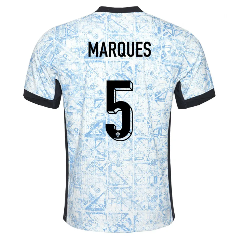 Danxen Män Portugal Martim Marques #5 Gräddblå Bortatröja Matchtröjor 24-26 Tröjor T-Tröja
