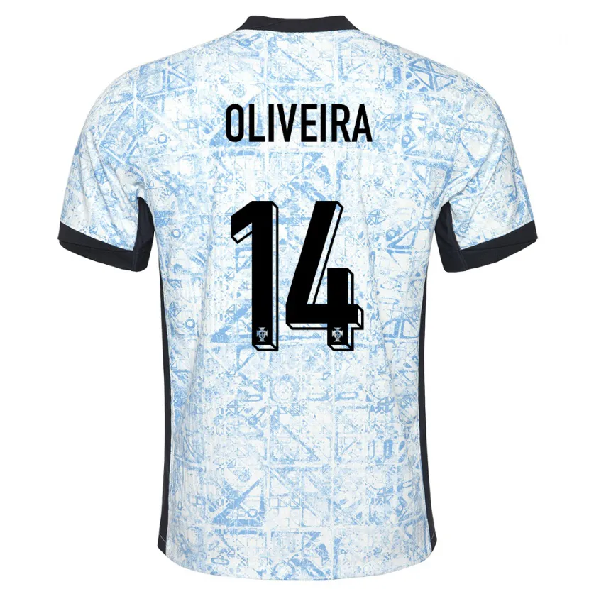 Danxen Män Portugal Hugo Oliveira #14 Gräddblå Bortatröja Matchtröjor 24-26 Tröjor T-Tröja