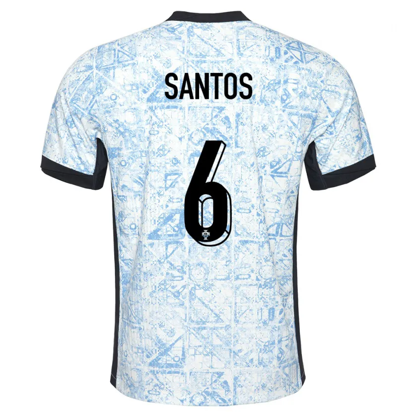 Danxen Män Portugal Vasco Santos #6 Gräddblå Bortatröja Matchtröjor 24-26 Tröjor T-Tröja