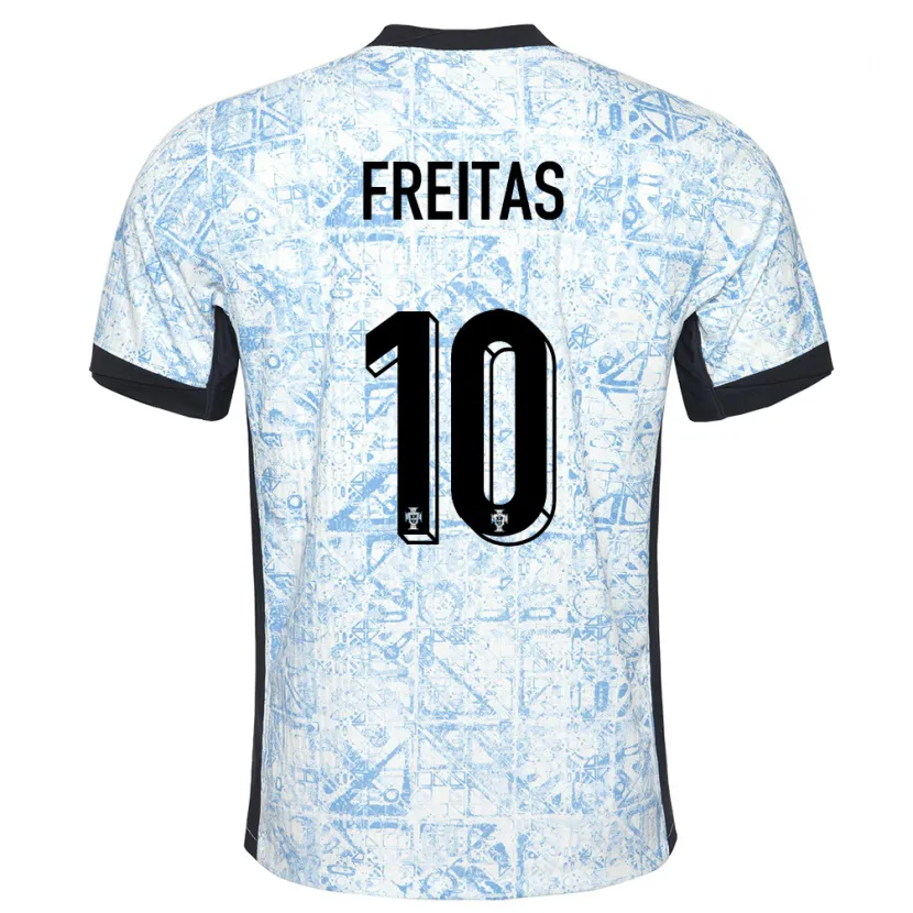 Danxen Män Portugal Tiago Freitas #10 Gräddblå Bortatröja Matchtröjor 24-26 Tröjor T-Tröja