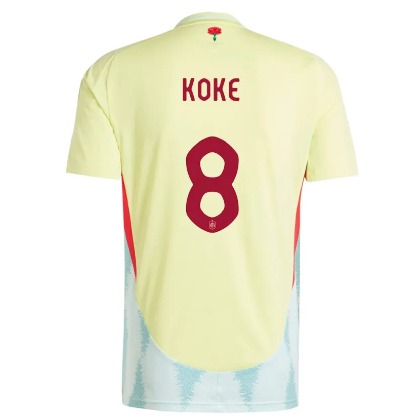 Danxen Män Spanien Koke #8 Gul Bortatröja Matchtröjor 24-26 Tröjor T-Tröja