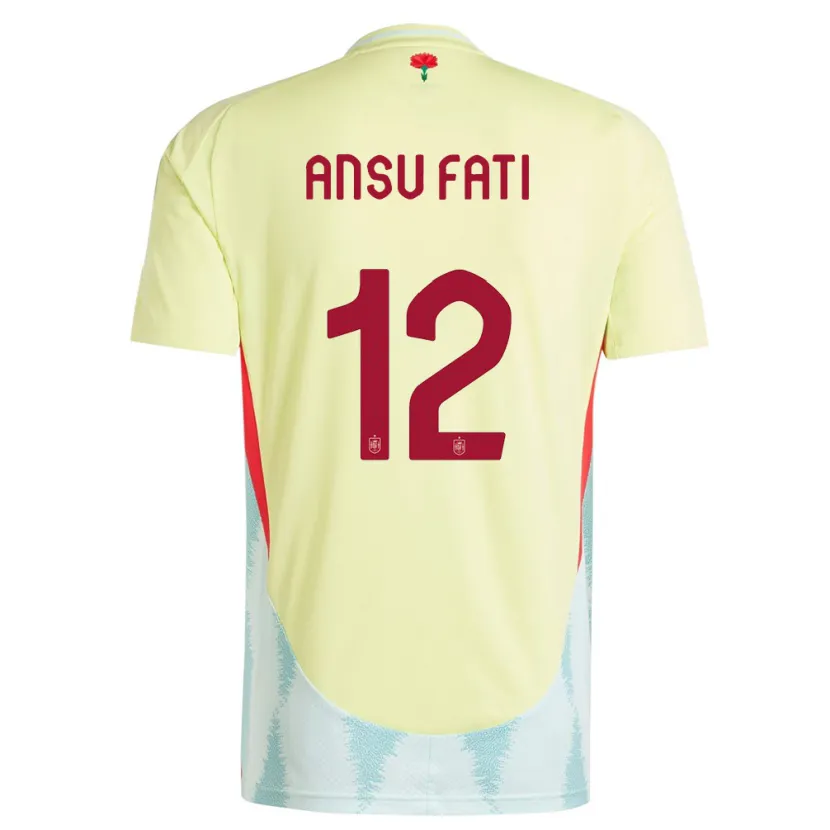 Danxen Män Spanien Ansu Fati #12 Gul Bortatröja Matchtröjor 24-26 Tröjor T-Tröja