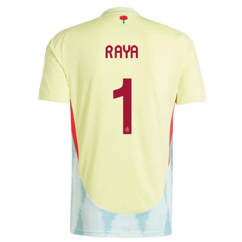 Danxen Män Spanien David Raya #1 Gul Bortatröja Matchtröjor 24-26 Tröjor T-Tröja