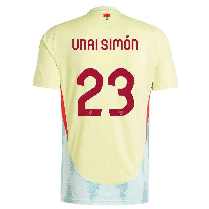 Danxen Män Spanien Unai Simon #23 Gul Bortatröja Matchtröjor 24-26 Tröjor T-Tröja