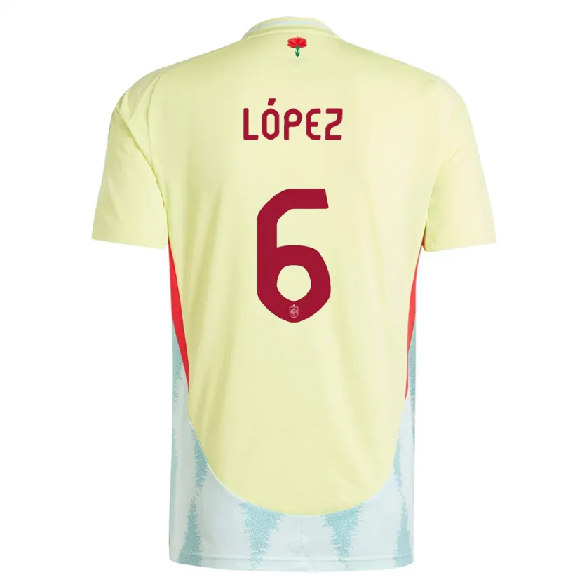 Danxen Män Spanien Maitane Lopez #6 Gul Bortatröja Matchtröjor 24-26 Tröjor T-Tröja