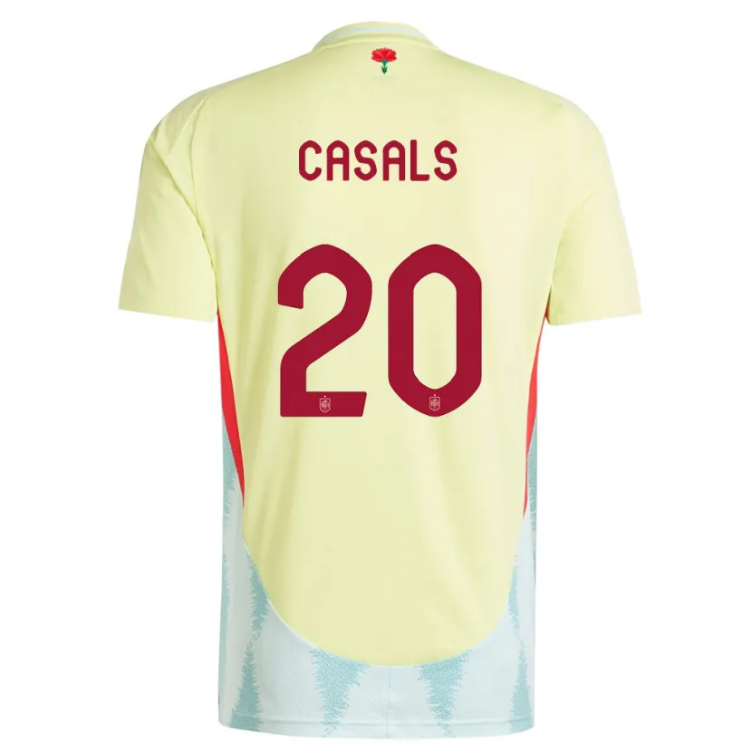 Danxen Män Spanien Joel Casals #20 Gul Bortatröja Matchtröjor 24-26 Tröjor T-Tröja