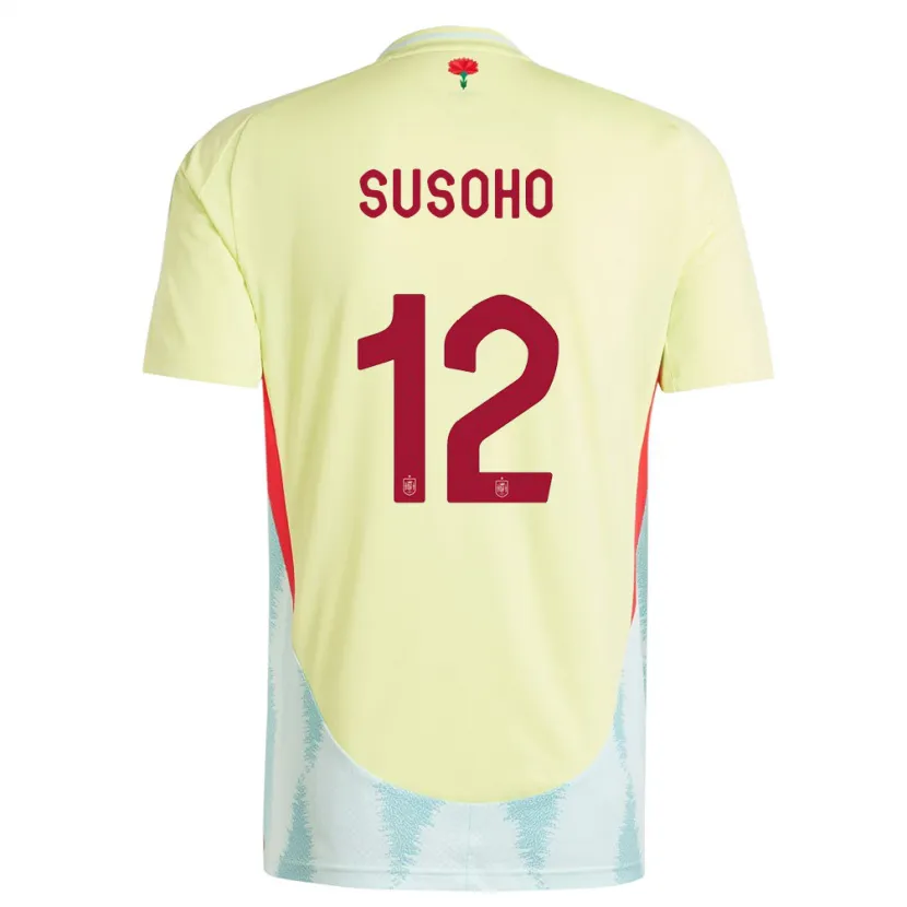 Danxen Män Spanien Mahamadou Susoho #12 Gul Bortatröja Matchtröjor 24-26 Tröjor T-Tröja
