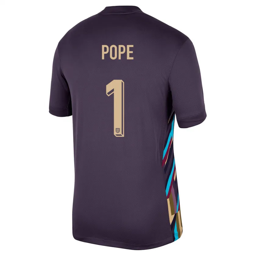 Danxen Män England Nick Pope #1 Mörkt Russin Bortatröja Matchtröjor 24-26 Tröjor T-Tröja