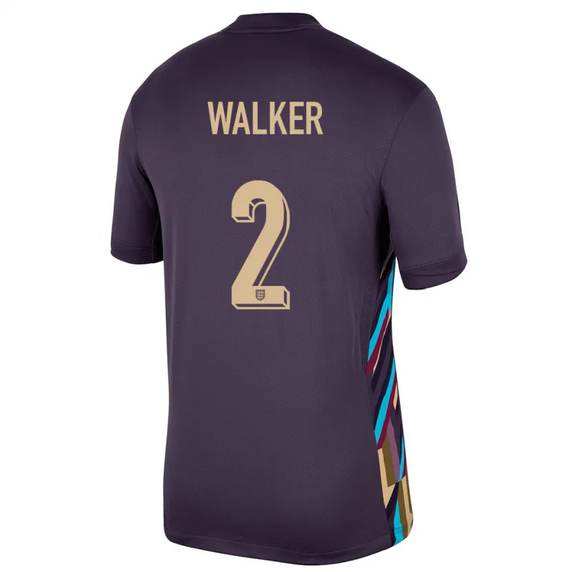 Danxen Män England Kyle Walker #2 Mörkt Russin Bortatröja Matchtröjor 24-26 Tröjor T-Tröja