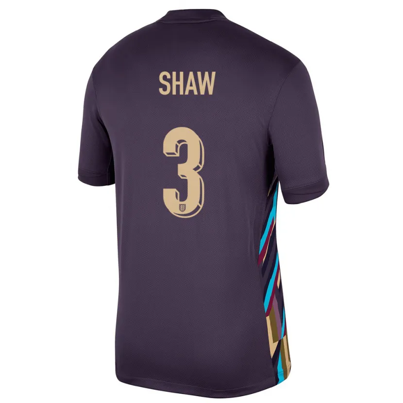 Danxen Män England Luke Shaw #3 Mörkt Russin Bortatröja Matchtröjor 24-26 Tröjor T-Tröja