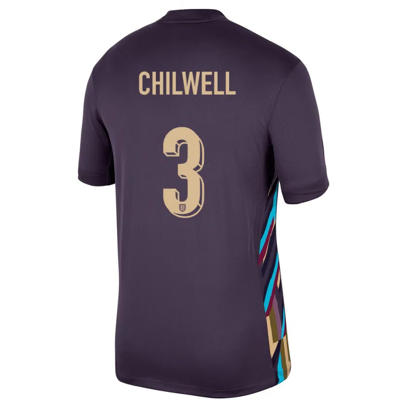 Danxen Män England Ben Chilwell #3 Mörkt Russin Bortatröja Matchtröjor 24-26 Tröjor T-Tröja
