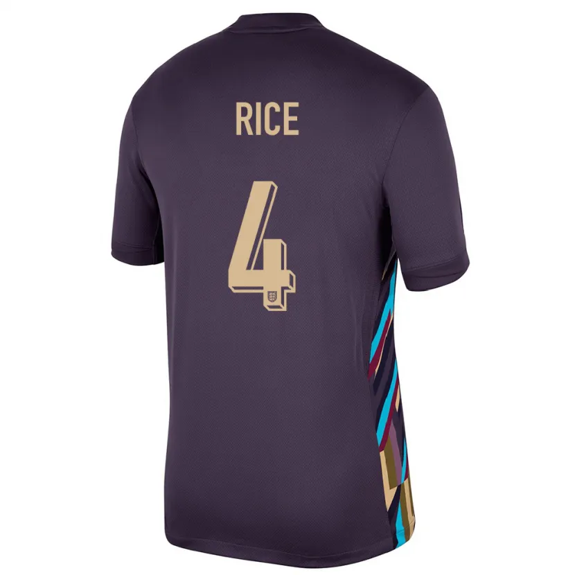 Danxen Män England Declan Rice #4 Mörkt Russin Bortatröja Matchtröjor 24-26 Tröjor T-Tröja