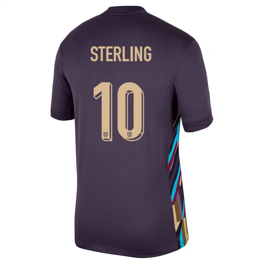 Danxen Män England Raheem Sterling #10 Mörkt Russin Bortatröja Matchtröjor 24-26 Tröjor T-Tröja