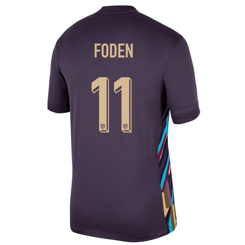 Danxen Män England Phil Foden #11 Mörkt Russin Bortatröja Matchtröjor 24-26 Tröjor T-Tröja
