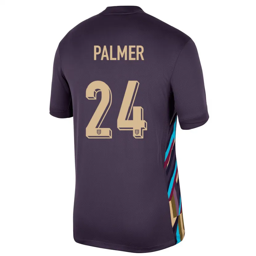 Danxen Män England Cole Palmer #24 Mörkt Russin Bortatröja Matchtröjor 24-26 Tröjor T-Tröja