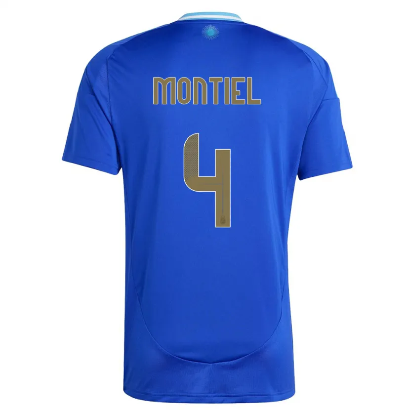 Danxen Män Argentina Gonzalo Montiel #4 Blå Bortatröja Matchtröjor 24-26 Tröjor T-Tröja