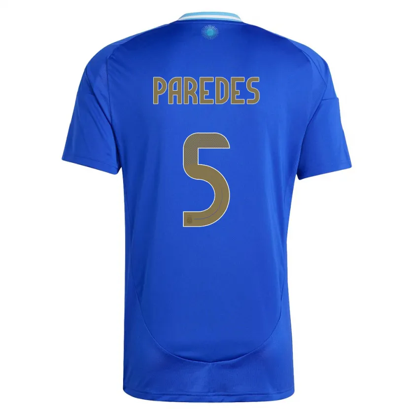 Danxen Män Argentina Leandro Paredes #5 Blå Bortatröja Matchtröjor 24-26 Tröjor T-Tröja
