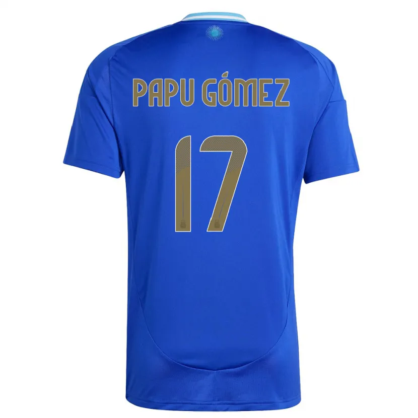 Danxen Män Argentina Papu Gomez #17 Blå Bortatröja Matchtröjor 24-26 Tröjor T-Tröja