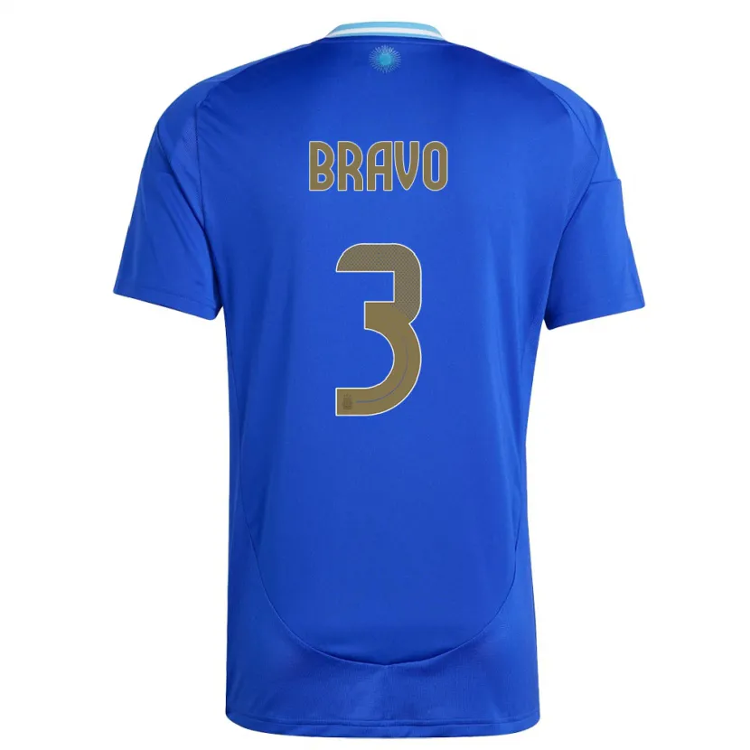 Danxen Män Argentina Claudio Bravo #3 Blå Bortatröja Matchtröjor 24-26 Tröjor T-Tröja
