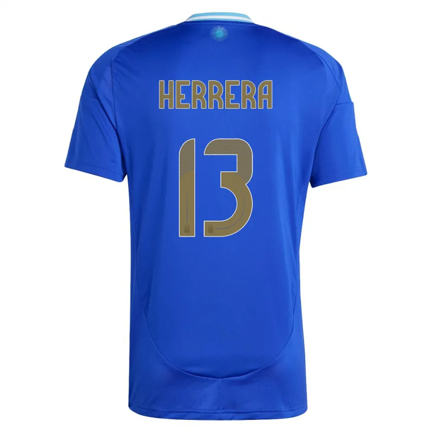 Danxen Män Argentina Marcelo Herrera #13 Blå Bortatröja Matchtröjor 24-26 Tröjor T-Tröja