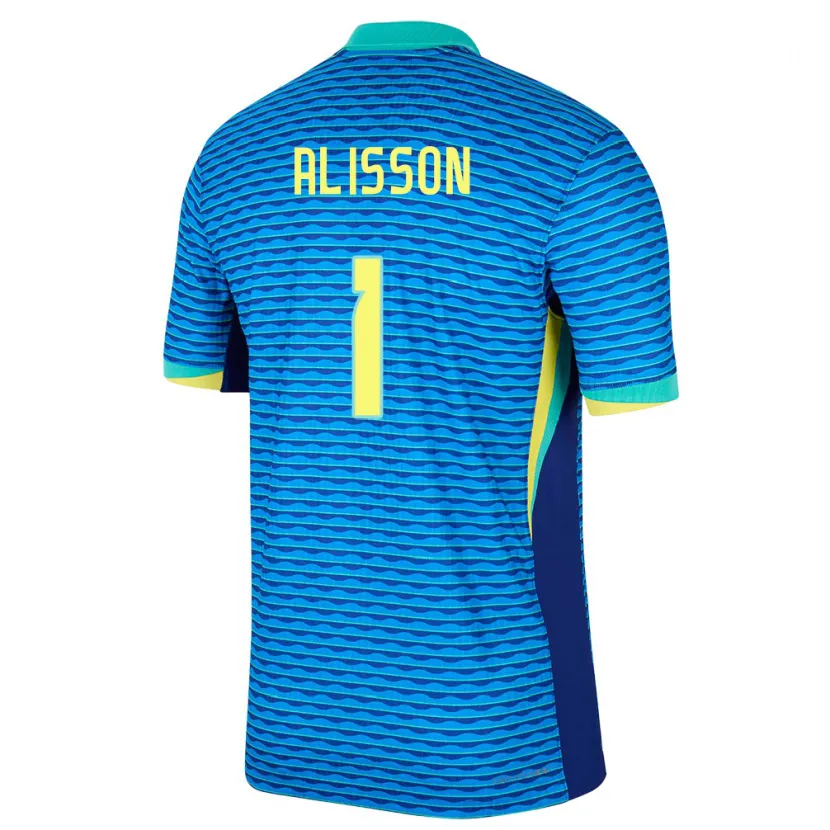 Danxen Män Brasilien Alisson #1 Blå Bortatröja Matchtröjor 24-26 Tröjor T-Tröja
