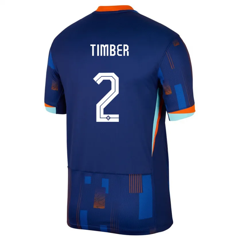 Danxen Män Nederländerna Jurrien Timber #2 Blå Bortatröja Matchtröjor 24-26 Tröjor T-Tröja