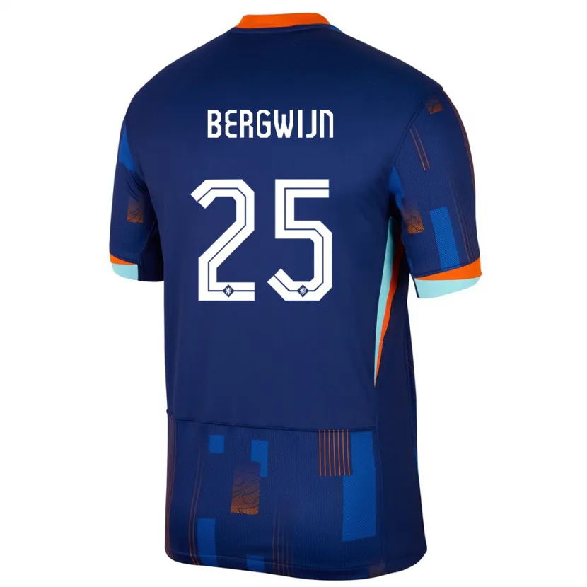 Danxen Män Nederländerna Steven Bergwijn #25 Blå Bortatröja Matchtröjor 24-26 Tröjor T-Tröja