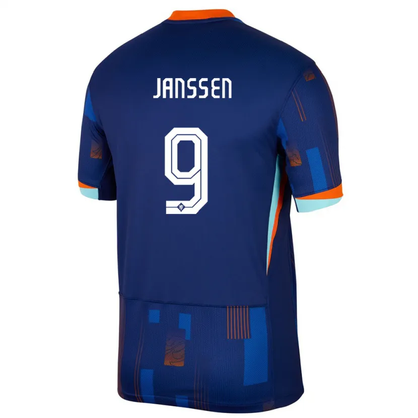 Danxen Män Nederländerna Vincent Janssen #9 Blå Bortatröja Matchtröjor 24-26 Tröjor T-Tröja