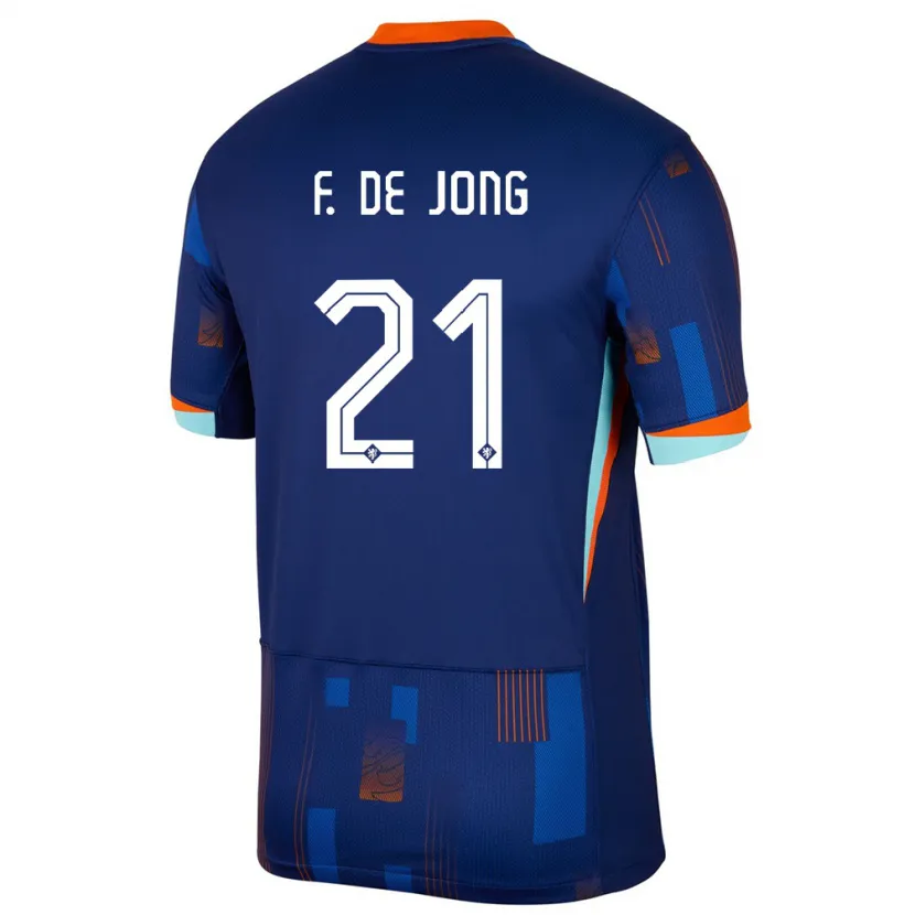 Danxen Män Nederländerna Frenkie De Jong #21 Blå Bortatröja Matchtröjor 24-26 Tröjor T-Tröja