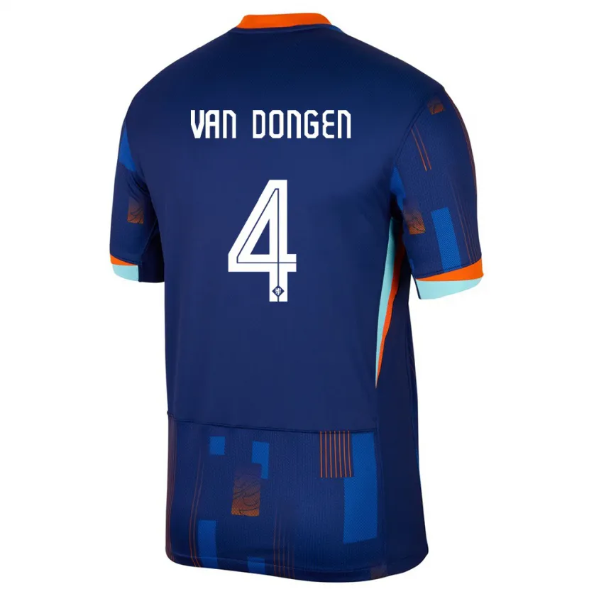 Danxen Män Nederländerna Merel Van Dongen #4 Blå Bortatröja Matchtröjor 24-26 Tröjor T-Tröja