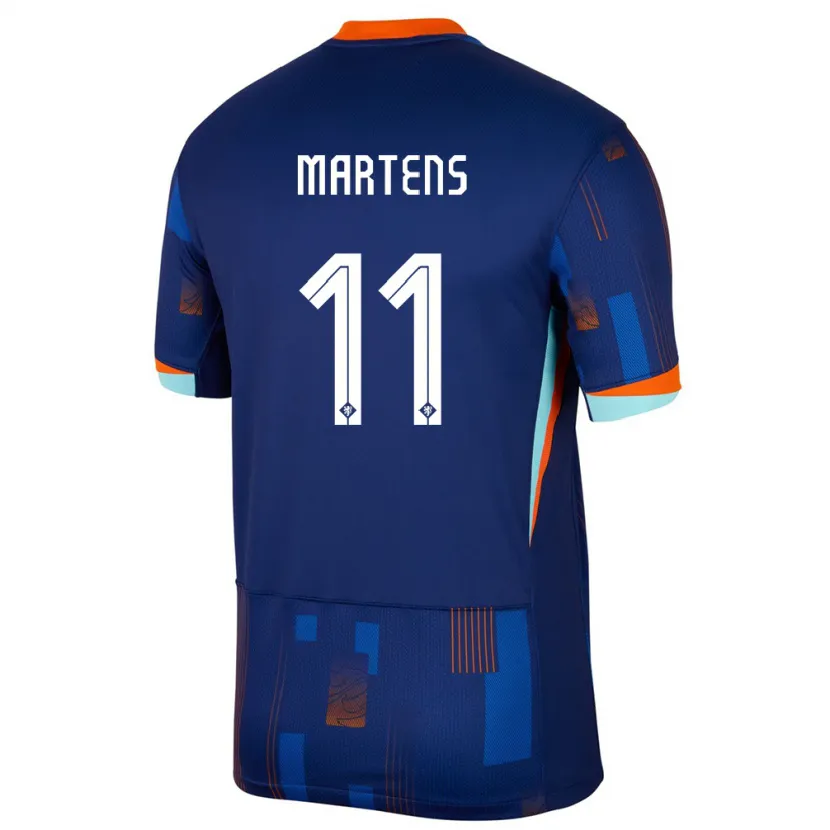 Danxen Män Nederländerna Lieke Martens #11 Blå Bortatröja Matchtröjor 24-26 Tröjor T-Tröja