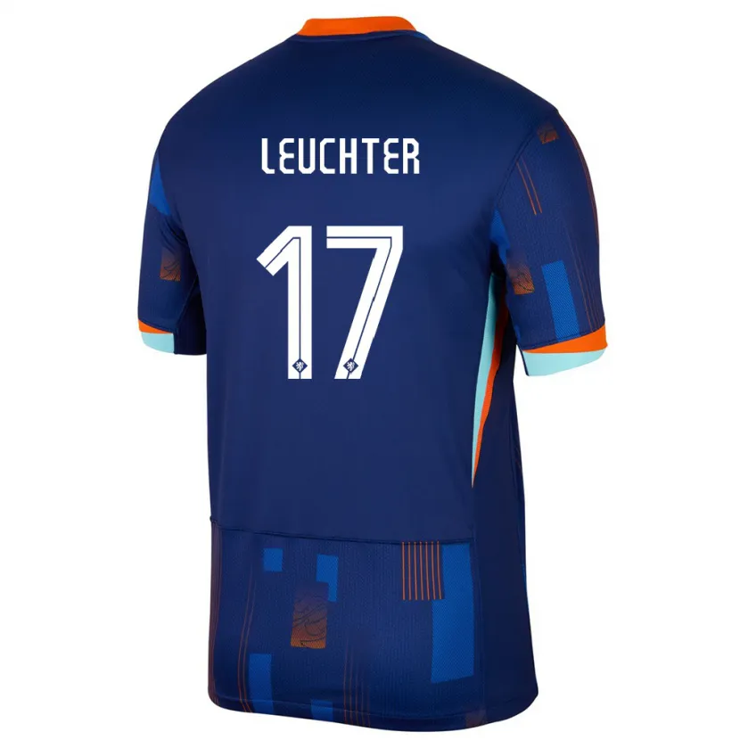 Danxen Män Nederländerna Romee Leuchter #17 Blå Bortatröja Matchtröjor 24-26 Tröjor T-Tröja