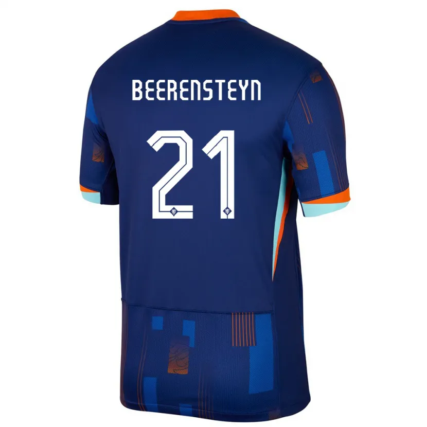 Danxen Män Nederländerna Lineth Beerensteyn #21 Blå Bortatröja Matchtröjor 24-26 Tröjor T-Tröja