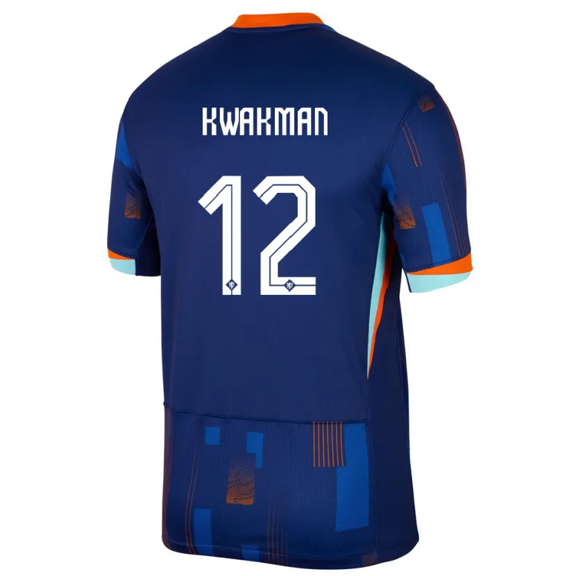 Danxen Män Nederländerna Dave Kwakman #12 Blå Bortatröja Matchtröjor 24-26 Tröjor T-Tröja