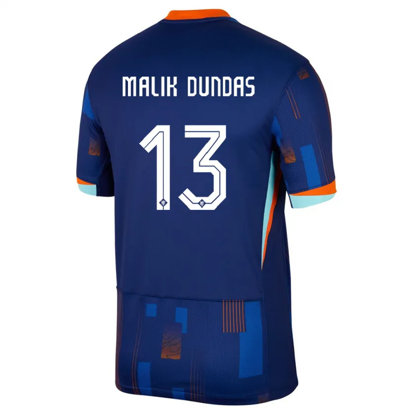 Danxen Män Nederländerna Noa Malik Dundas #13 Blå Bortatröja Matchtröjor 24-26 Tröjor T-Tröja