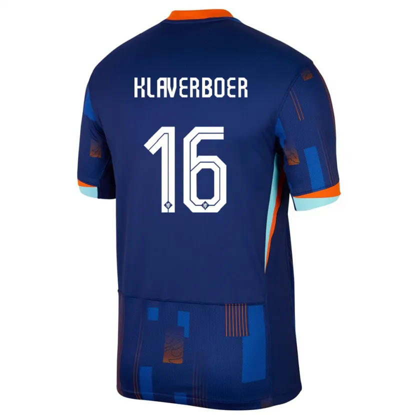 Danxen Män Nederländerna Bernt Klaverboer #16 Blå Bortatröja Matchtröjor 24-26 Tröjor T-Tröja