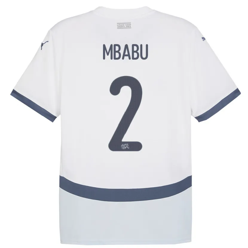 Danxen Män Schweiz Kevin Mbabu #2 Vit Bortatröja Matchtröjor 24-26 Tröjor T-Tröja