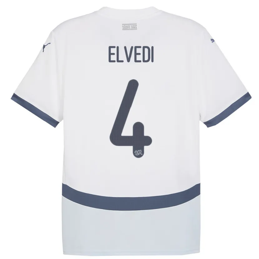 Danxen Män Schweiz Nico Elvedi #4 Vit Bortatröja Matchtröjor 24-26 Tröjor T-Tröja