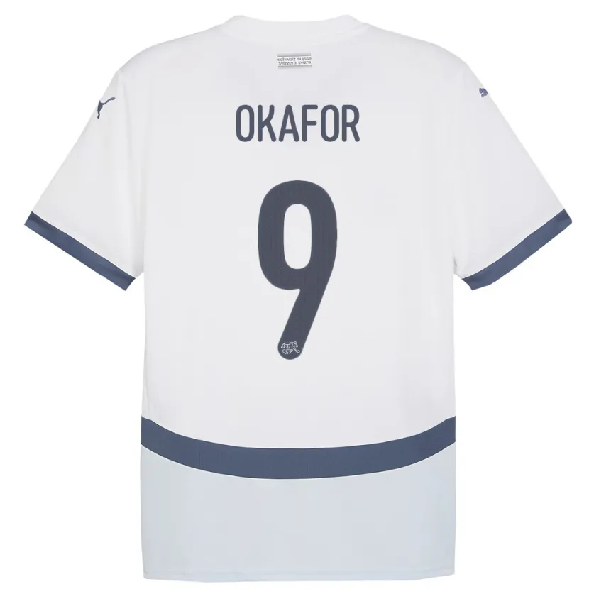 Danxen Män Schweiz Noah Okafor #9 Vit Bortatröja Matchtröjor 24-26 Tröjor T-Tröja