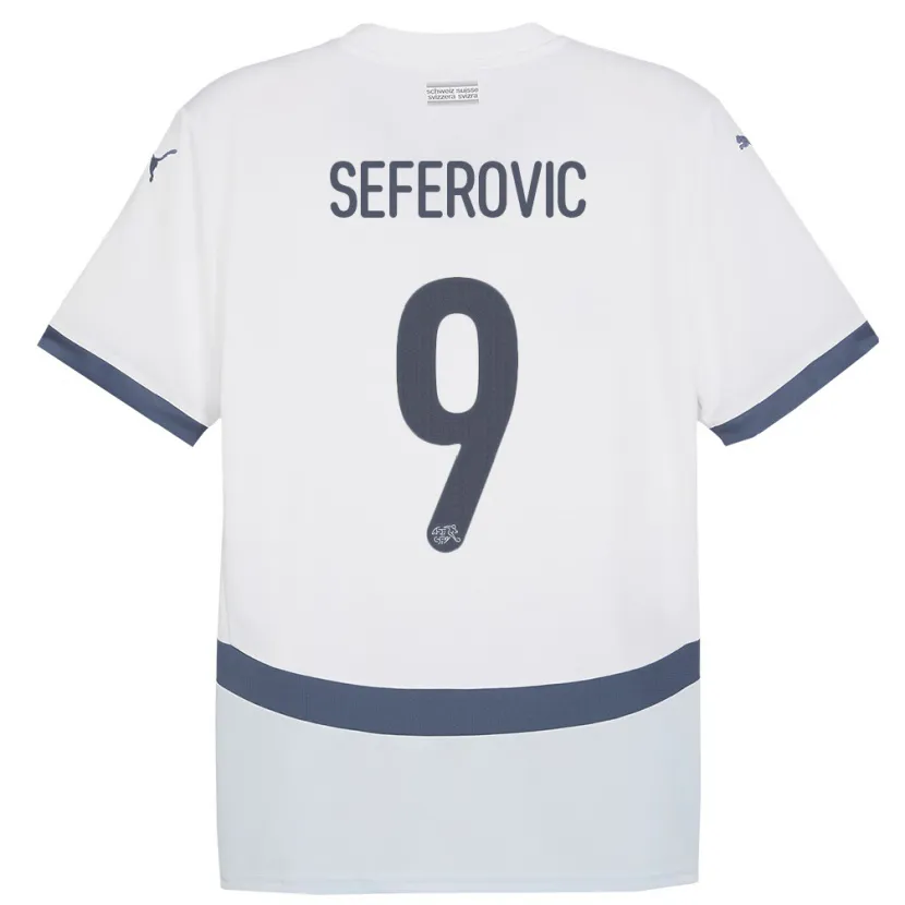 Danxen Män Schweiz Haris Seferovic #9 Vit Bortatröja Matchtröjor 24-26 Tröjor T-Tröja
