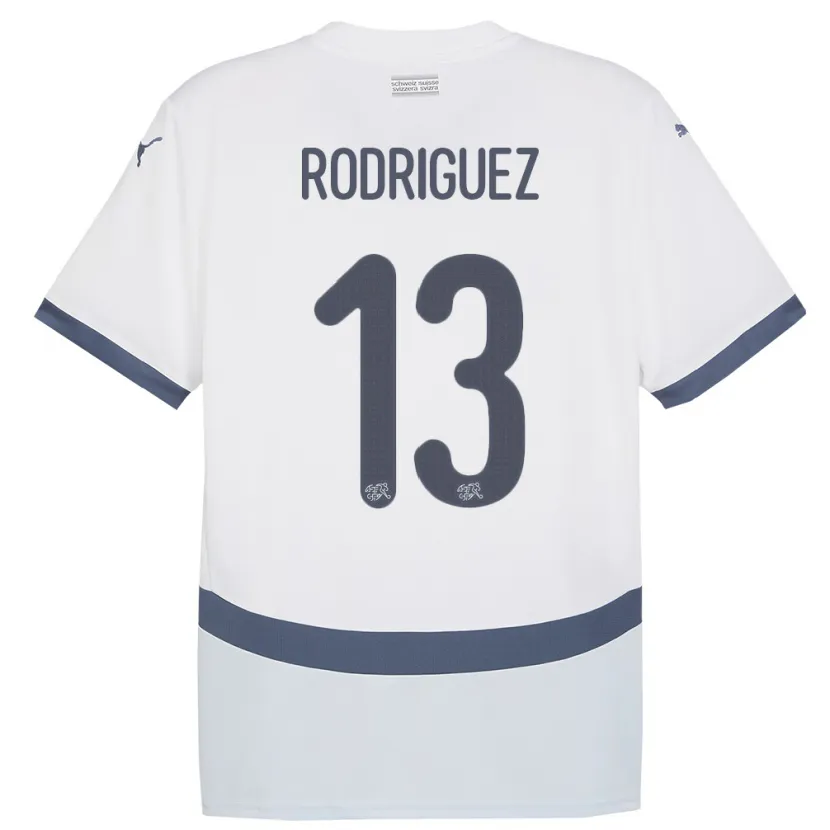 Danxen Män Schweiz Ricardo Rodriguez #13 Vit Bortatröja Matchtröjor 24-26 Tröjor T-Tröja