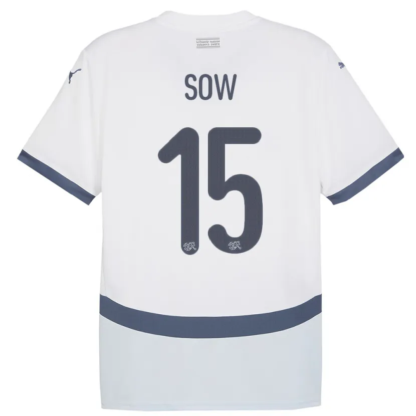Danxen Män Schweiz Djibril Sow #15 Vit Bortatröja Matchtröjor 24-26 Tröjor T-Tröja