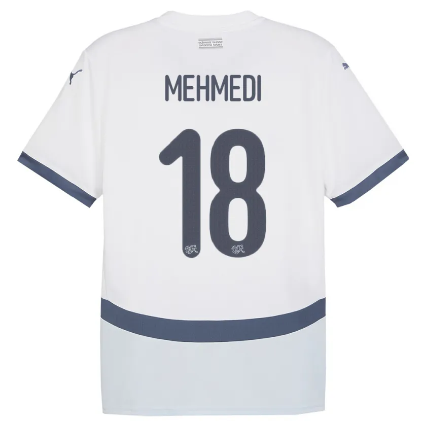 Danxen Män Schweiz Admir Mehmedi #18 Vit Bortatröja Matchtröjor 24-26 Tröjor T-Tröja