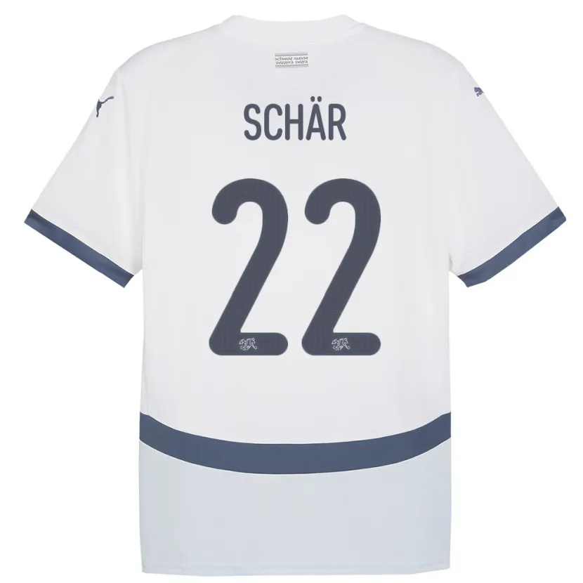Danxen Män Schweiz Fabian Schar #22 Vit Bortatröja Matchtröjor 24-26 Tröjor T-Tröja